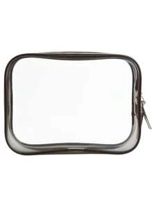 1入組聚氯乙烯透明化妝包女士男士拉鍊透明化妝包美妝殼套旅行收納郵輪必備 - 無色 - 查看 1