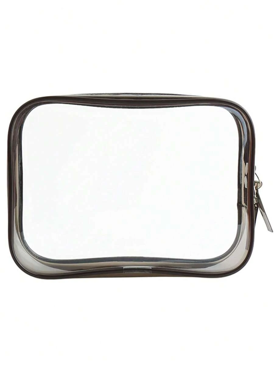 1入組聚氯乙烯透明化妝包女士男士拉鍊透明化妝包美妝殼套旅行收納郵輪必備 - 無色 - 查看 1