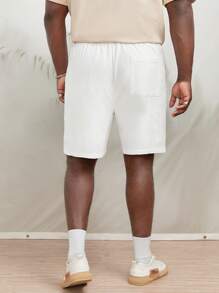EASEVO Men Plus Cotton Drawstring Waist Slant Pocket Shorts - White - View 2