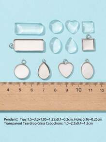 36 Pièces 6 Styles 304 Paramètres De Cabochon Pendentif En Acier Inoxydable Avec 6 Pièces Cabochons En Verre Et Base Pour Bijoux À Bricoler Soi-même