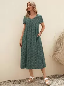 EMERY ROSE Women's Summer Holiday Casual Allover Print Short Sleeve Dress Beach Women Dresses - Multicolor - View 4