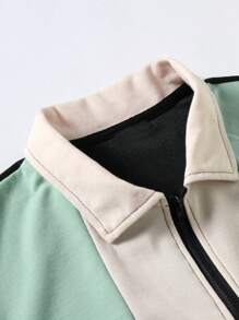 Manfinity Homme Áo thun có cổ Nam Dây kéo Khối Màu Lá thư Giải trí - Nhiều màu - Xem 5