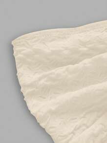 SHEIN ICON 前扭結木耳邊下擺開叉抹胸上衣 - 米色 - 查看 3