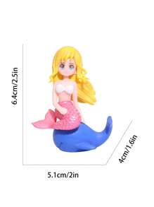 1件套塑膠蛋糕卡通美人魚設計蛋糕裝飾適合派對 - 彩色 - 查看 3