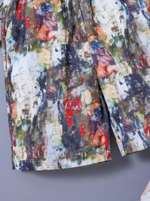 SHEIN Boys Graphic Print Knot Front Shorts - Multicolor - View 3