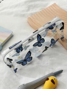 1pc Butterfly & Daisy Pattern Pencil Bag - Multicolor - View 3