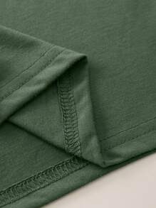 SHEIN VCAY 素色圓領T恤 - 軍綠色 - 查看 3