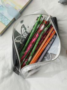 1 túi bút chì in hình bướm và mặt trăng - Đen và trắng - Xem 4