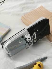 1 túi bút chì in hình bướm và mặt trăng - Đen và trắng - Xem 5