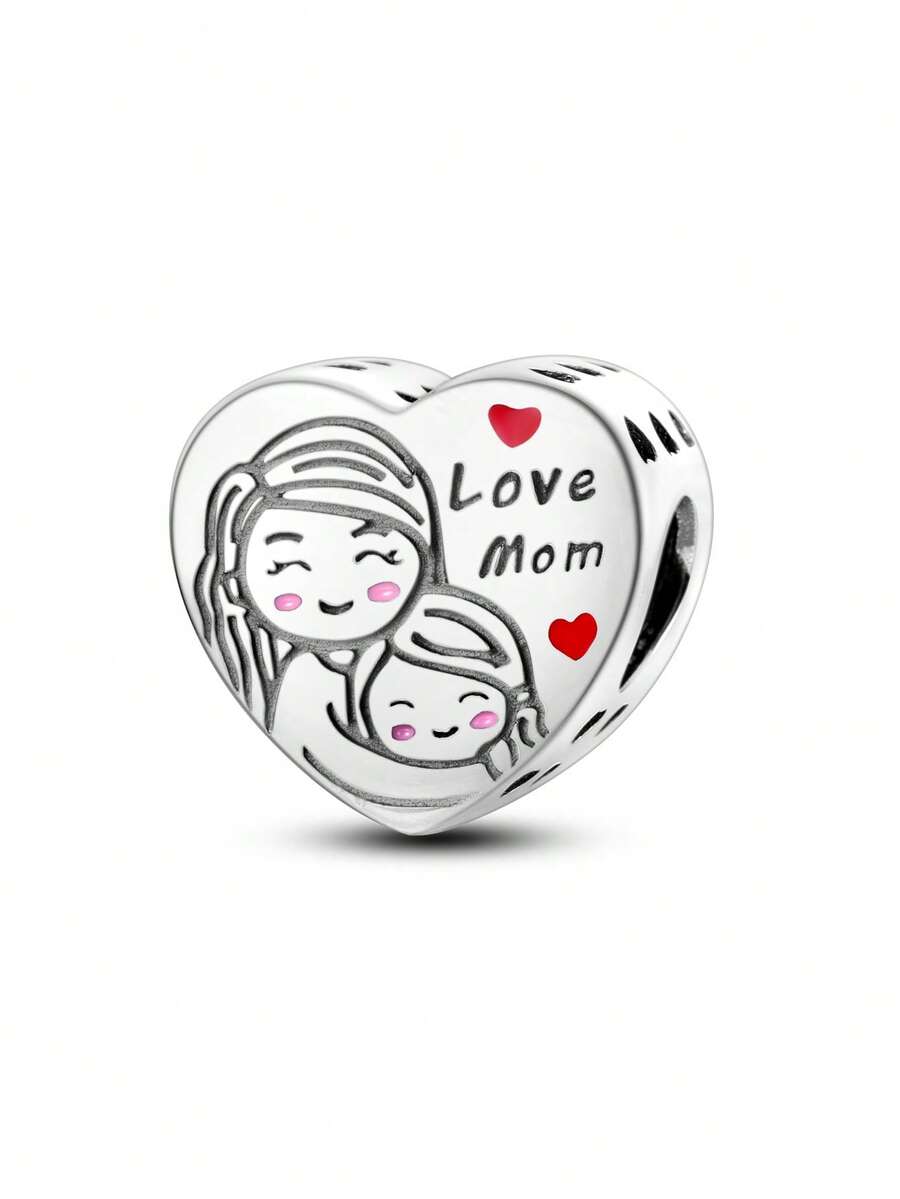 1入組人像圖案心DIY珠子 - 金色 - 查看 1