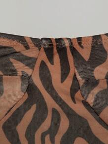 Hauture 斑馬條紋一字肩下擺開叉緊身連衣裙 - 彩色 - 查看 6