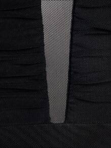 Hauture Mono Con Mangas De Tubo De Malla Fruncida Y Patas De Campana - Negro - Ver 6