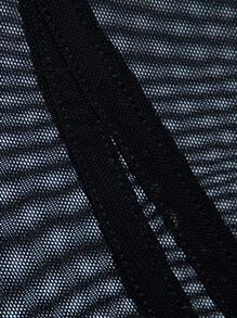 Hauture Mono Con Mangas De Tubo De Malla Fruncida Y Patas De Campana - Negro - Ver 7