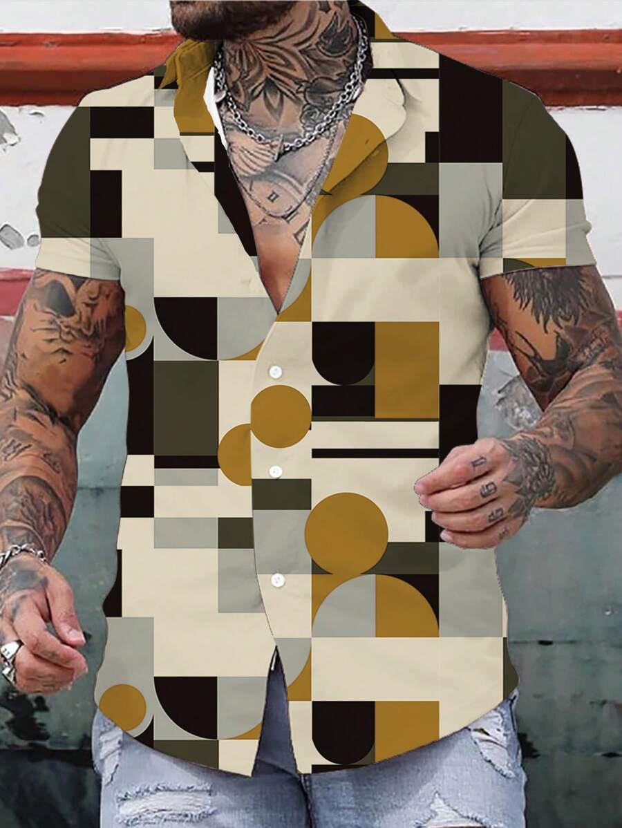 Manfinity LEGND Men Geo Print Shirt Without Tee - Multicolor - View 1