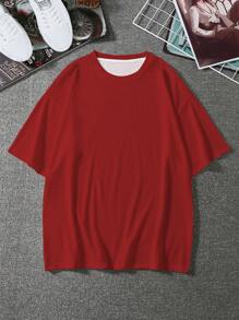 Manfinity Lỏng lẻo phù hợp Nam Đồ họa Hoạt hình Thả vai Áo thun - Màu Đỏ Sâu - Xem 2