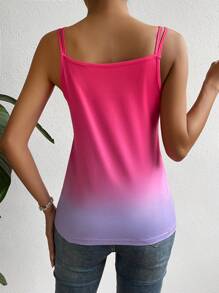 SHEIN VCAY Ombre Notched Neck Cami Top Graphic Tees Women Tops - Multicolor - View 2