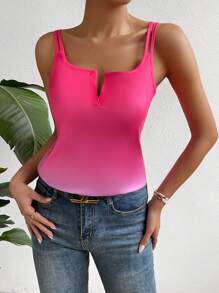 SHEIN VCAY Ombre Notched Neck Cami Top Graphic Tees Women Tops - Multicolor - View 5