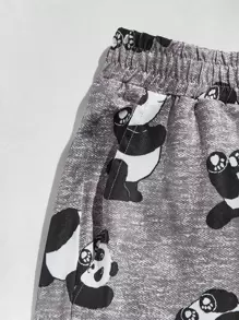 SHEIN Men Panda Print Tee & Shorts PJ Set - Multicolor - View 4