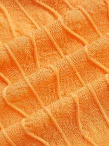 SHEIN ICON 大碼前紐扣木耳邊網紗上衣 - 橘色 - 查看 4