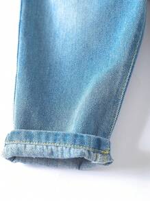 Baby Dual Pocket Denim Dungarees Without Tee - Light Wash - View 4