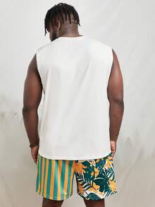 Manfinity Men Plus Tropical Print Tank Top & Shorts - Multicolor - View 2