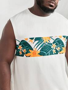 Manfinity Men Plus Tropical Print Tank Top & Shorts - Multicolor - View 6