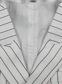 Niñito con estampado de rayas Blazer chaleco con pantalones & con lazo delantero Camisa - Blanco - Ver 9