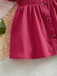 SHEIN Baby Dual Pocket Shirt Dress - Hot Pink - View 4