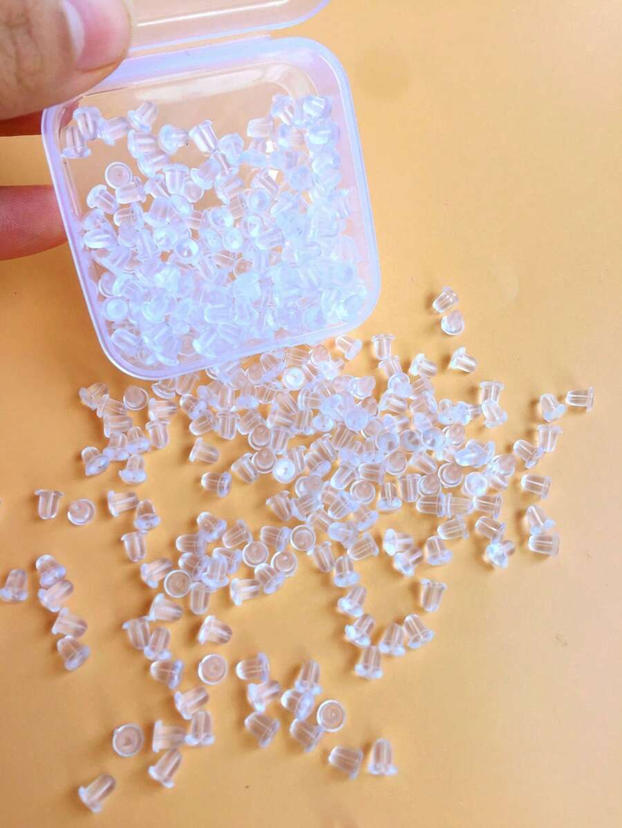 1box Minimalist Clear DIY Earring Back Ear Plugs For Women For Jewelry Making - Clear - View 1