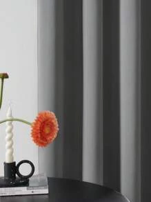 1 rèm che nắng có lỗ khoen, thích hợp cho phòng khách, giảm tiếng ồn, cách nhiệt, làm tối phòng, rèm đa năng - Màu xám đen - Xem 2