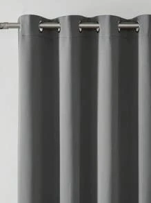 1 rèm che nắng có lỗ khoen, thích hợp cho phòng khách, giảm tiếng ồn, cách nhiệt, làm tối phòng, rèm đa năng - Màu xám đen - Xem 3