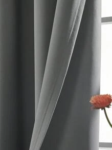 1 rèm che nắng có lỗ khoen, thích hợp cho phòng khách, giảm tiếng ồn, cách nhiệt, làm tối phòng, rèm đa năng - Màu xám đen - Xem 7
