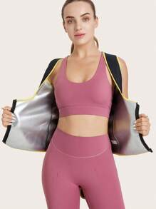 1pc Two Tone Synthetic Rubber Corset Shapewear Waist Trainer Corset - Black - View 8