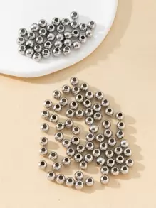 100入組/套極簡不銹鋼幾何DIY珠子適合女士適用於珠寶製作 - 銀色 - 查看 1