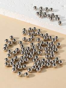 100入組/套極簡不銹鋼幾何DIY珠子適合女士適用於珠寶製作 - 銀色 - 查看 2