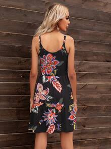 DEARCASE Floral Print Ruffle Hem Cami Dress - Multicolor - View 2