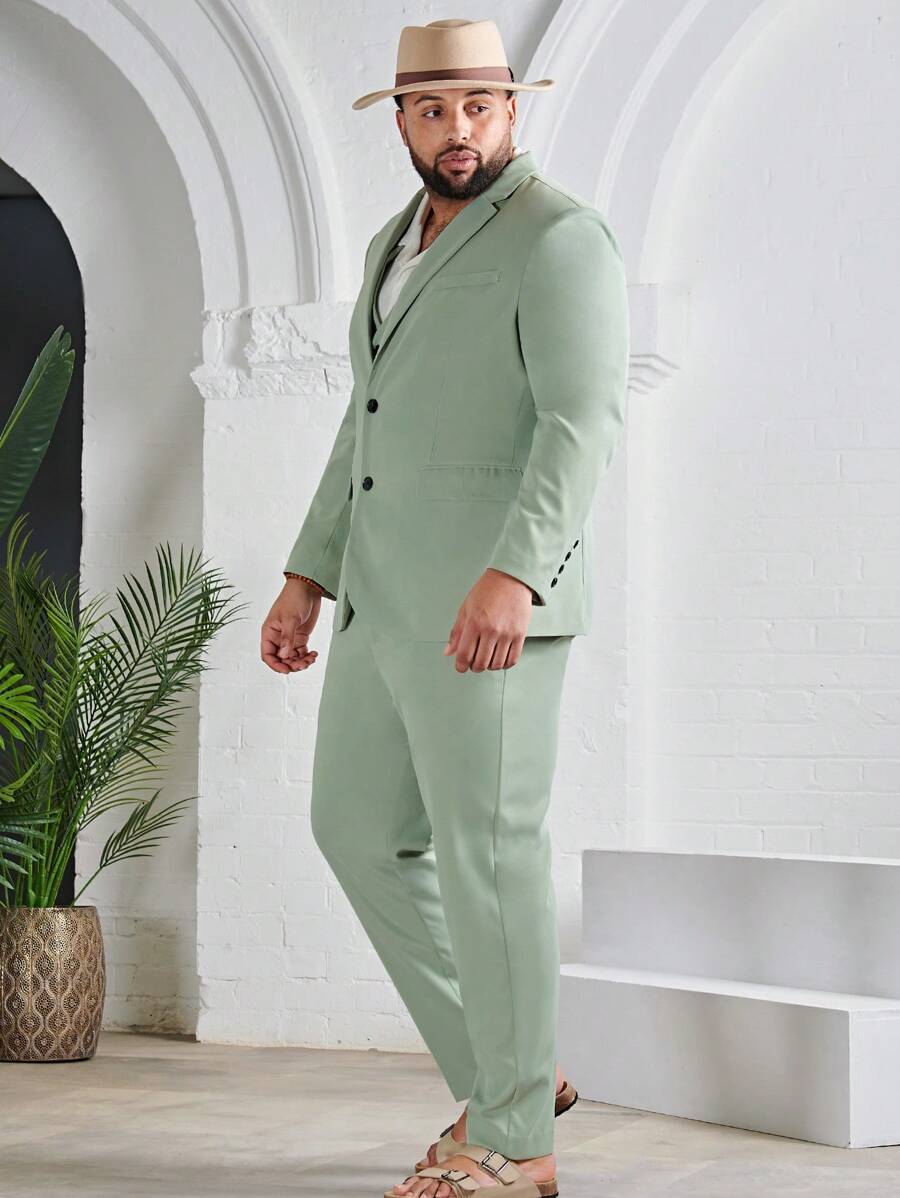 EASEVO 男士單排釦西裝外套和西裝褲 - 薄荷綠 - 查看 1
