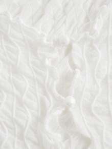 SHEIN ICON Top ribete en forma de lechuga de manga con volante de malla - Blanco - Ver 3