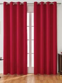 Rèm một tấm chắc chắn, Rèm đơn Polyester tối giản cho phòng ngủ và phòng khách - Đỏ - Xem 1