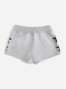 SHEIN EZwear 腰上打結星星補丁貼短褲 - 淺灰色 - 查看 2