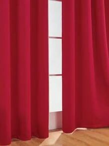 Rèm một tấm chắc chắn, Rèm đơn Polyester tối giản cho phòng ngủ và phòng khách - Đỏ - Xem 2