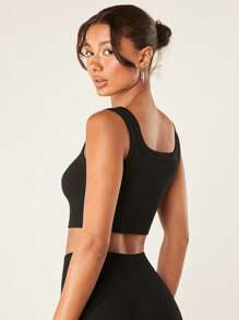 SHEIN BASICS 素色短款背心