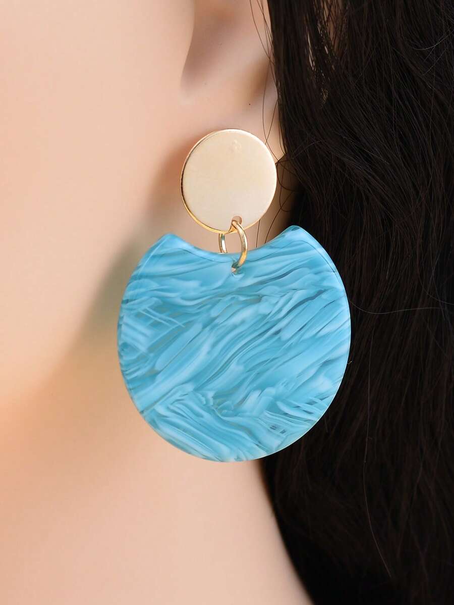 Hoa tai tròn axit axetic - Màu xanh ngọc - Xem 1