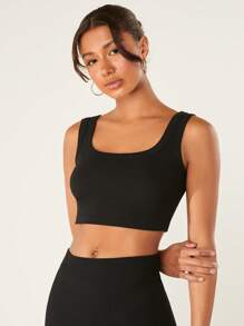 SHEIN BASICS 素色短款背心