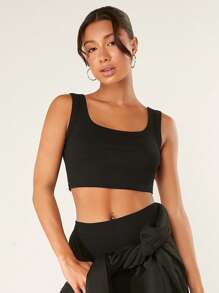 SHEIN BASICS 素色短款背心