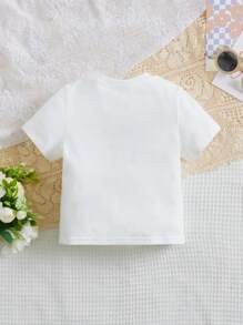 SHEIN Tops em bé Hoạt hình Slogan - trắng - Xem 2