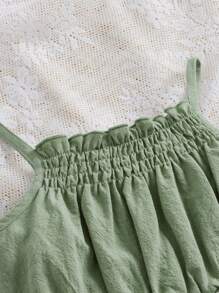 Baby Girl Ruffle Hem Cami Romper - Mint Green - View 3