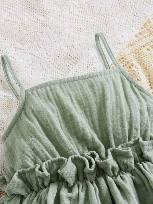 SHEIN X Madison Bebé Body de tirantes ribete con fruncido peplum