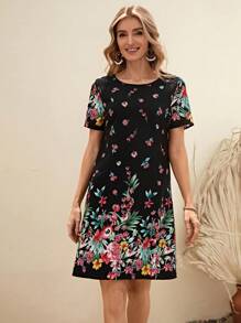 EMERY ROSE Floral Print Tunic Dress - Multicolor - View 1