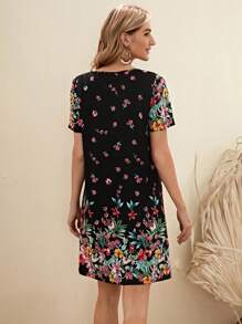 EMERY ROSE Floral Print Tunic Dress - Multicolor - View 2